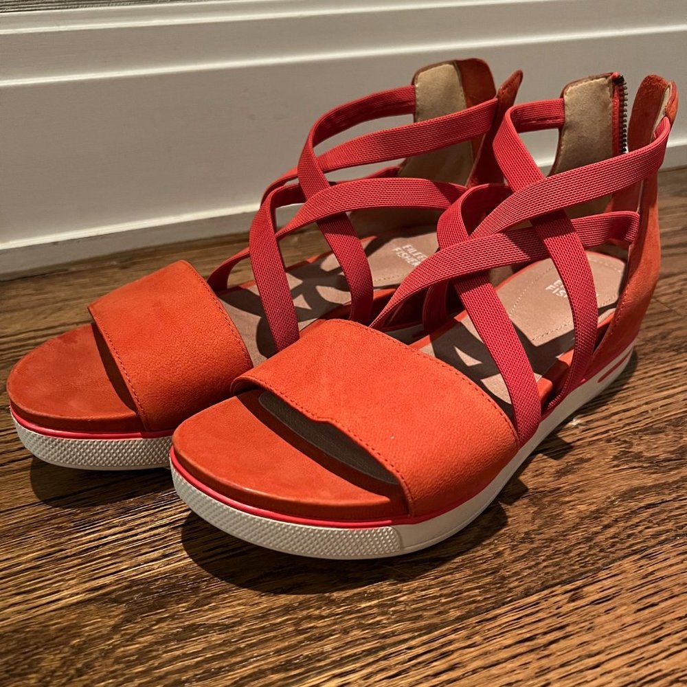 Eileen Fisher Orange Suede Gladiator Sandals